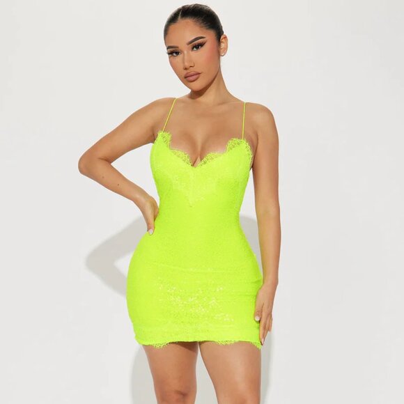 Fashion Nova Dresses & Skirts - NWT! Fashion Nova Tameless Muse Sequin Mini Dress - Lime